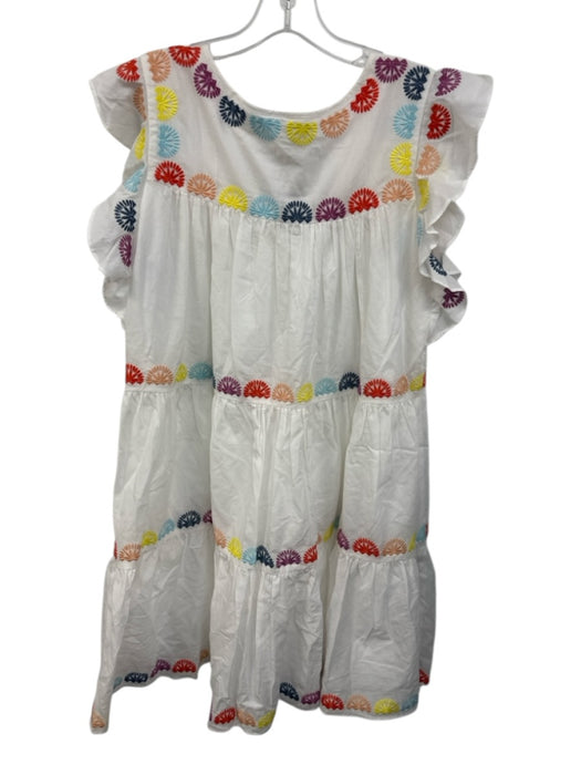 Marie Oliver Size S White & Multi Cotton Ruffle Cap Sleeve Gathered Detail Dress White & Multi / S