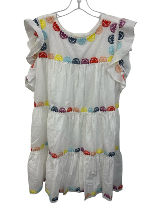 Marie Oliver Size S White & Multi Cotton Ruffle Cap Sleeve Gathered Detail Dress White & Multi / S
