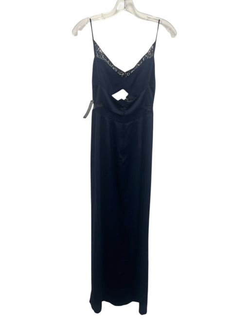 NBD Size 0 Navy Blue Polyester Spaghetti Strap Lace Detail Satin Dress Navy Blue / 0