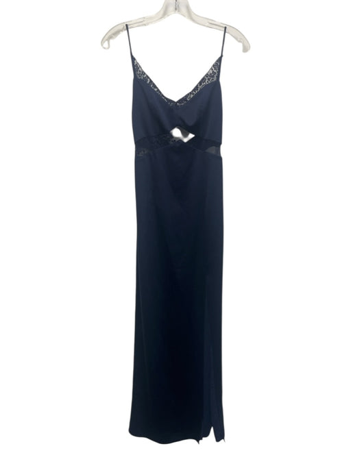 NBD Size 0 Navy Blue Polyester Spaghetti Strap Lace Detail Satin Dress Navy Blue / 0
