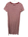 Etre Cecile Size XS Red & White Cotton Striped Short Sleeve Side Slits Dress Red & White / XS