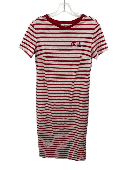 Etre Cecile Size XS Red & White Cotton Striped Short Sleeve Side Slits Dress Red & White / XS