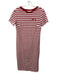 Etre Cecile Size XS Red & White Cotton Striped Short Sleeve Side Slits Dress Red & White / XS