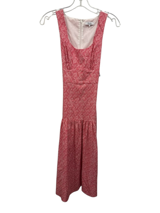 Parker Size 0 White & Red Cotton Blend Spotted Sleeveless Paneled Dress White & Red / 0