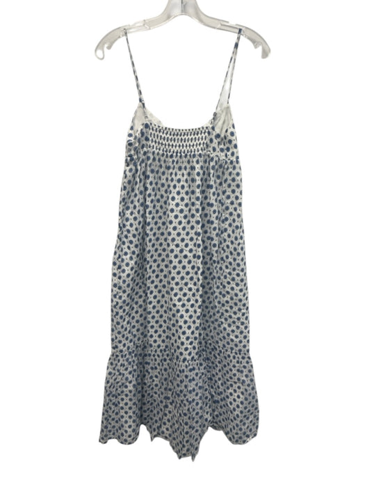 Misa Size XS White & Blue Cotton Spaghetti Strap Knot Detail Empire Waist Dress White & Blue / XS