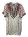 Johnny Was Size S Cream White & Multi Linen Embroidered Floral V Neck Dress Cream White & Multi / S