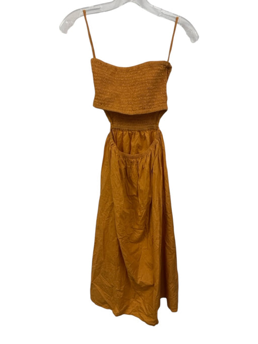 Faithfull the Brand Size XS Marigold Orange Cotton Strapless Cutout Back Dress Marigold Orange / XS