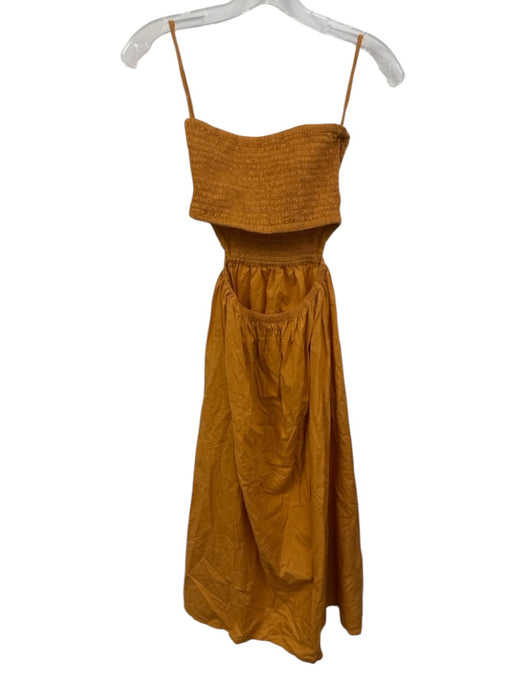 Faithfull the Brand Size XS Marigold Orange Cotton Strapless Cutout Back Dress Marigold Orange / XS