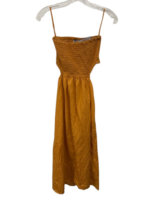 Faithfull the Brand Size XS Marigold Orange Cotton Strapless Cutout Back Dress Marigold Orange / XS