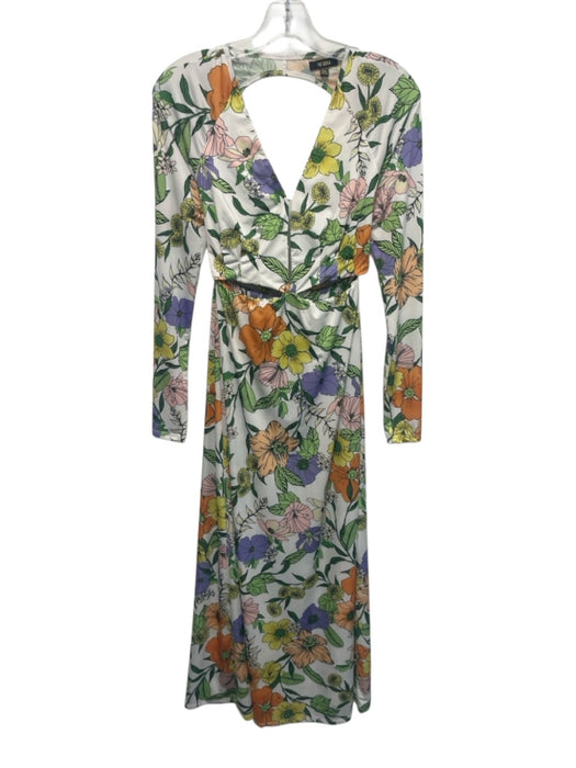 AFRM Size XS White & Multi Polyester Blend Floral Cutout Long Sleeve Dress White & Multi / XS