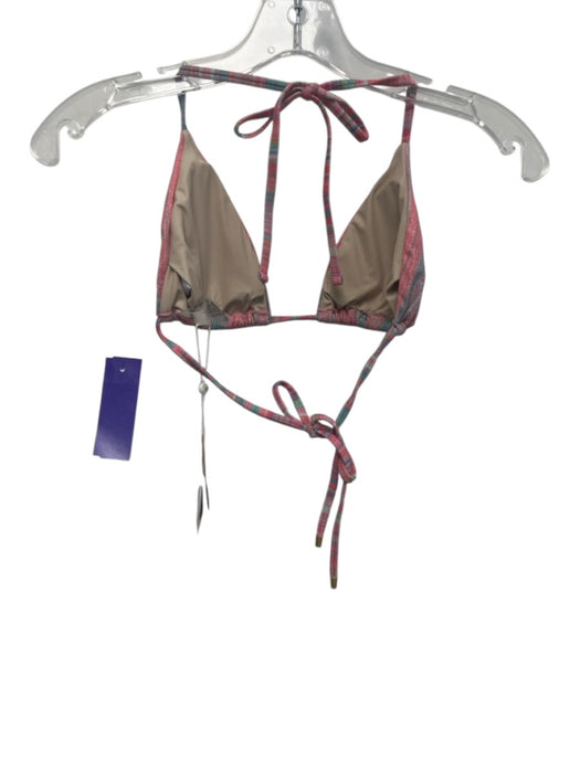 PQ Swimwear Size S Pink & Aqua Blue Polyester Blend Shimmer Striped Swimsuit Pink & Aqua Blue / S