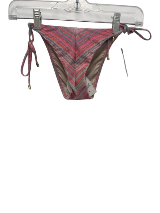PQ Swimwear Size S Pink & Aqua Blue Polyester Blend Shimmer Striped Swimsuit Pink & Aqua Blue / S