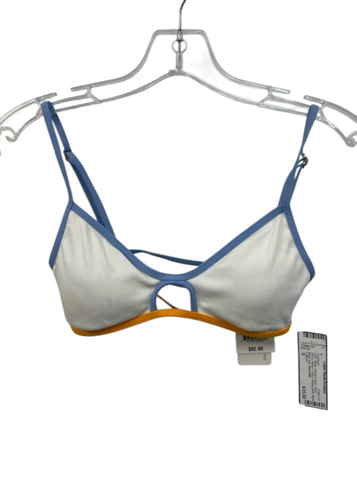 L Space Size S White, Orange & Blue Nylon Blend Ribbed Cutout Swimsuit White, Orange & Blue / S