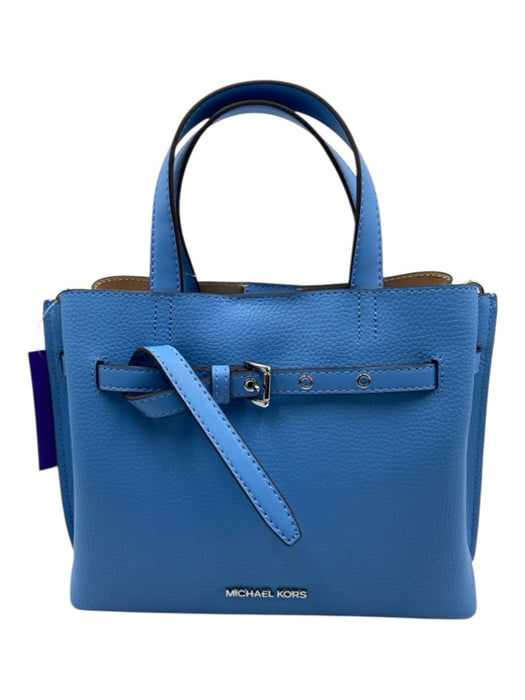 Michael Michael Kors Light Blue Leather Strap Detail Multiple Pockets Bag Light Blue / Small