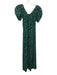 Reformation Size 2 Green & White Viscose Blend Floral Short Puff Sleeve Dress Green & White / 2