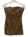 Retrofete Size S Brown Polyester Sequined Strapless Side Zip Dress Brown / S
