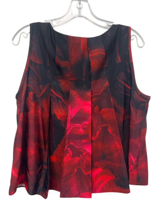 katharine kidd Size 10 Red & Black Polyester Sleeveless Abstract Print Top Red & Black / 10