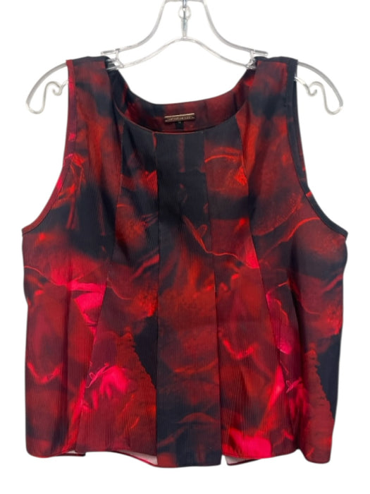 katharine kidd Size 10 Red & Black Polyester Sleeveless Abstract Print Top Red & Black / 10