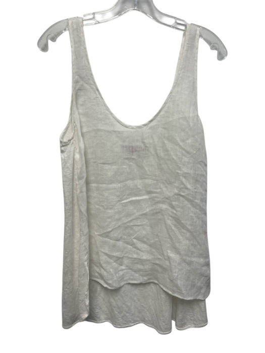 Calypso St. Barth Size L White Linen Sleeveless U Neck Tank Top White / L