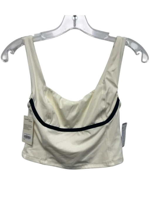 Monday Body Size L Cream White & Black Nylon Blend Contrast Trim Sleeveless Top Cream White & Black / L