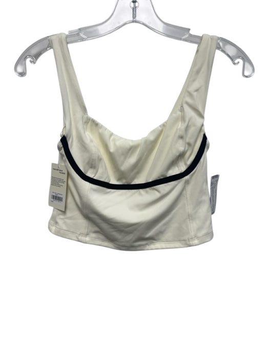 Monday Body Size L Cream White & Black Nylon Blend Contrast Trim Sleeveless Top Cream White & Black / L