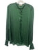 Zadig & Voltaire Size L Green Polyester Long Sleeve Tie V Neck Satin Top Green / L