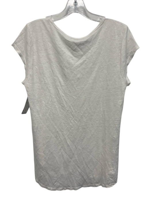 Calypso St. Barth Size S White Linen Cap Sleeve V Neck T Shirt Top White / S