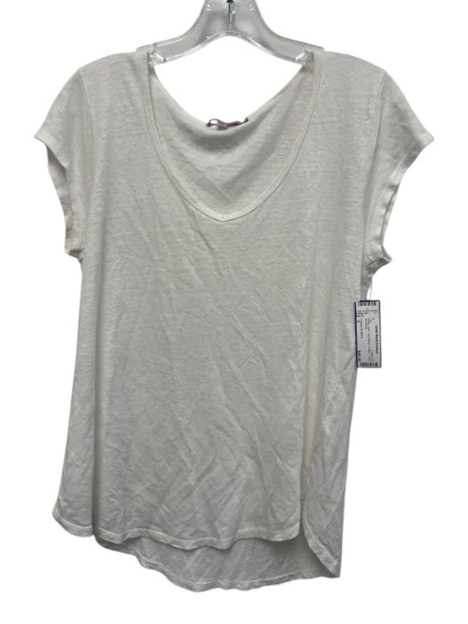 Calypso St. Barth Size S White Linen Cap Sleeve V Neck T Shirt Top White / S