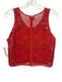 Cleobella Size M Coral Red Cotton Sleeveless Crocheted Floral Motif Crop Top Coral Red / M