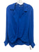 L'agence Size L Blue Silk Long Sleeve Twist Front Collared Shirt Top Blue / L