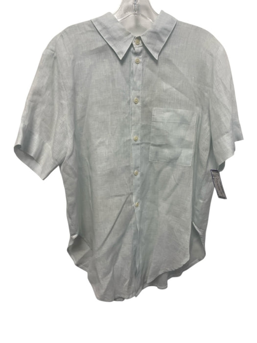 CP Shades Size M Light Blue Linen Short Sleeve Button Up Collared Shirt Top Light Blue / M