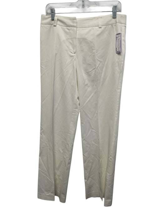 Trina Turk Size 8 Cream White Nylon Blend Trouser Hook & Zip Fly Wide Leg Pants Cream White / 8
