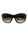 Ferragamo Brown & Beige Acetate Ombre Lens Leather Stitching Sunglasses Brown & Beige