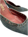 Chanel Shoe Size 37.5 Blue & Silver Denim Pointed Toe Grommets Kitten Heel Mules Blue & Silver / 37.5