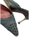 Chanel Shoe Size 37.5 Blue & Silver Denim Pointed Toe Grommets Kitten Heel Mules Blue & Silver / 37.5