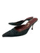 Chanel Shoe Size 37.5 Blue & Silver Denim Pointed Toe Grommets Kitten Heel Mules Blue & Silver / 37.5