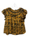 Ulla Johnson Size 10 Yellow & Black Print Cotton Tie Dye Ruffle Cap Sleeve Top Yellow & Black Print / 10