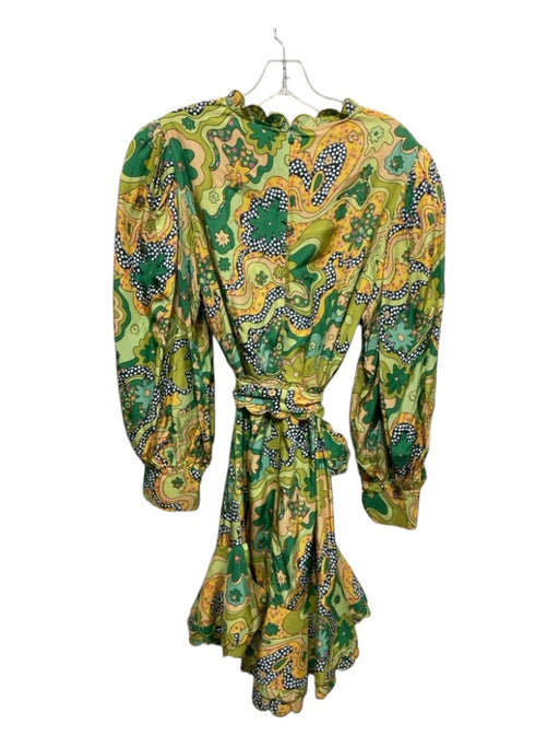 Celia B Size XL Green & Yellow Print Missing Material Tag Floral Belted Dress Green & Yellow Print / XL