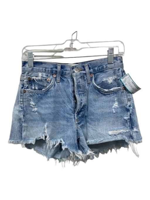 Agolde Size 24 Light Wash Cotton Denim Distressed buttonfly Cut Off Shorts Light Wash / 24