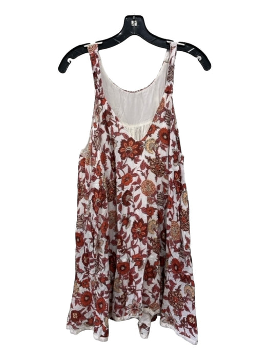 Free People Size S White, Red, Orange Cotton Floral Sleeveless Above Knee Dress White, Red, Orange / S