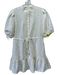 Tecovas Size Est Small Cream White Short Bubble Sleeve Floral Embroidery Dress Cream White / Est Small