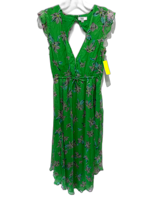 RAHI Size XS Green, Pink, Blue Viscose Sleeveless Floral Drawstring Waist Dress Green, Pink, Blue / XS