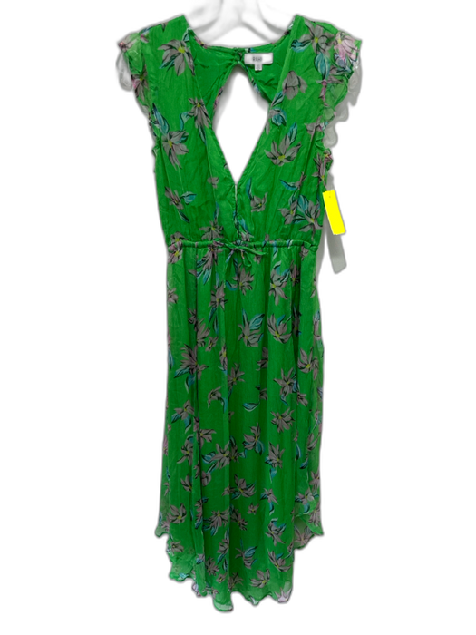 RAHI Size XS Green, Pink, Blue Viscose Sleeveless Floral Drawstring Waist Dress Green, Pink, Blue / XS