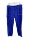 Akris Size 10 Blue & White Cotton Blend Contrast Stitch Tapered Pants Blue & White / 10