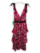 Self Portrait Size 2 Red, White, Black Sleeveless Floral Tiered Maxi Dress Red, White, Black / 2