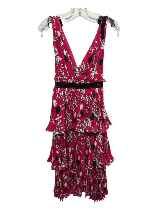 Self Portrait Size 2 Red, White, Black Sleeveless Floral Tiered Maxi Dress Red, White, Black / 2