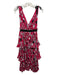 Self Portrait Size 2 Red, White, Black Sleeveless Floral Tiered Maxi Dress Red, White, Black / 2
