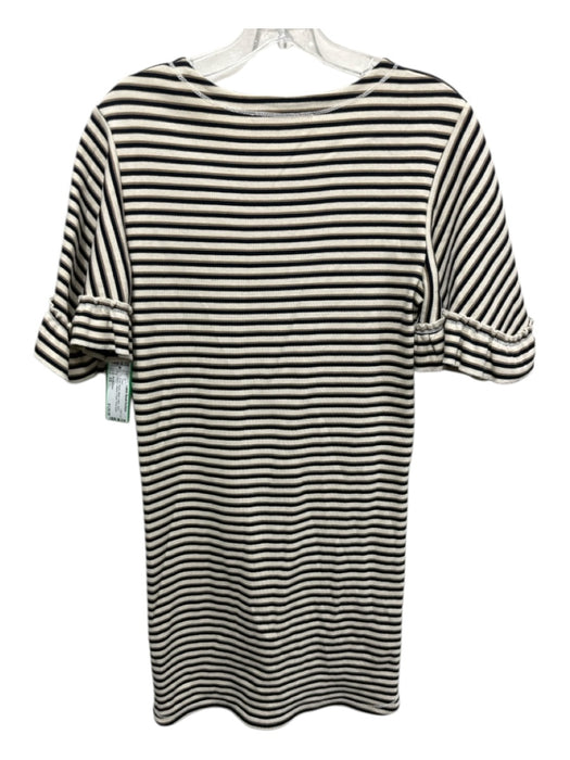 SeeByChloe Size XS Beige, Brown, Black Cotton Short Sleeve Striped V Neck Dress Beige, Brown, Black / XS