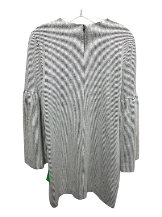 Tibi Size S White & Black Polyester Blend Long Sleeve Ribbed Button Detail Dress White & Black / S