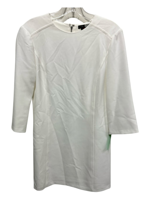 Alice + Olivia Size 4 White Polyester Blend Long Sleeve Solid Back Zip Dress White / 4